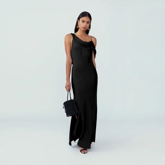 Fame & Partners Elegant Black Evening Dress - Size S - (Altered To Hit Mid-Calf)